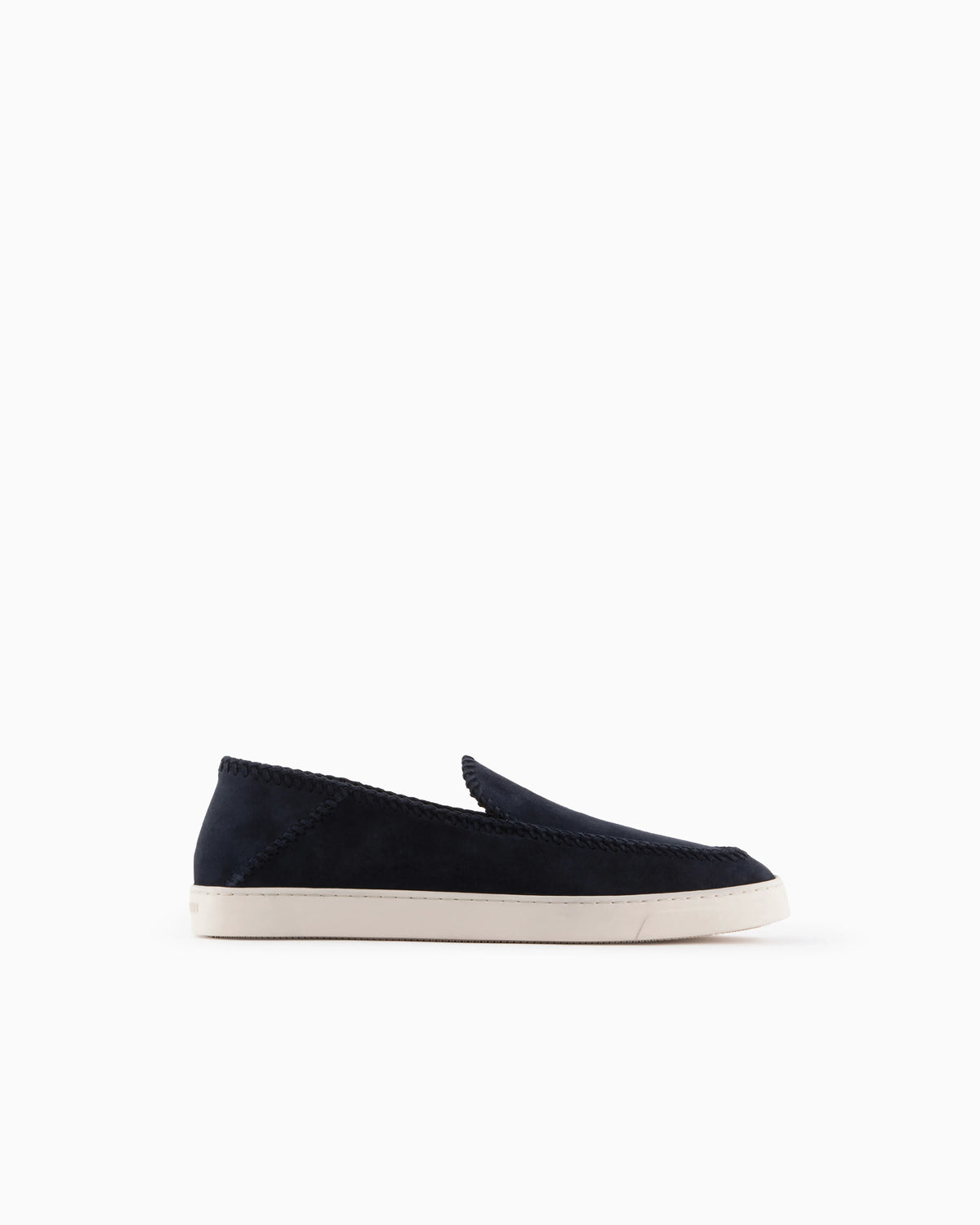 Suede slip on with threading and rubber sole