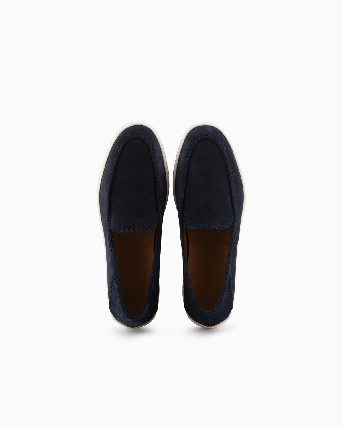 Suede slip on with threading and rubber sole