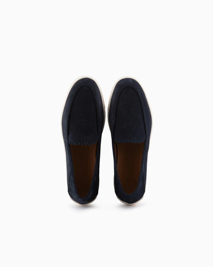 Suede slip on with threading and rubber sole
