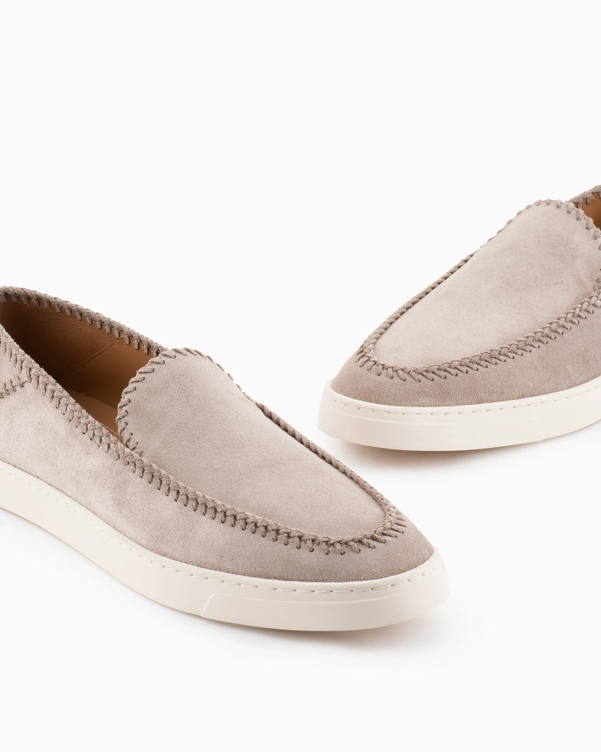 Suede slip on with threading and rubber sole