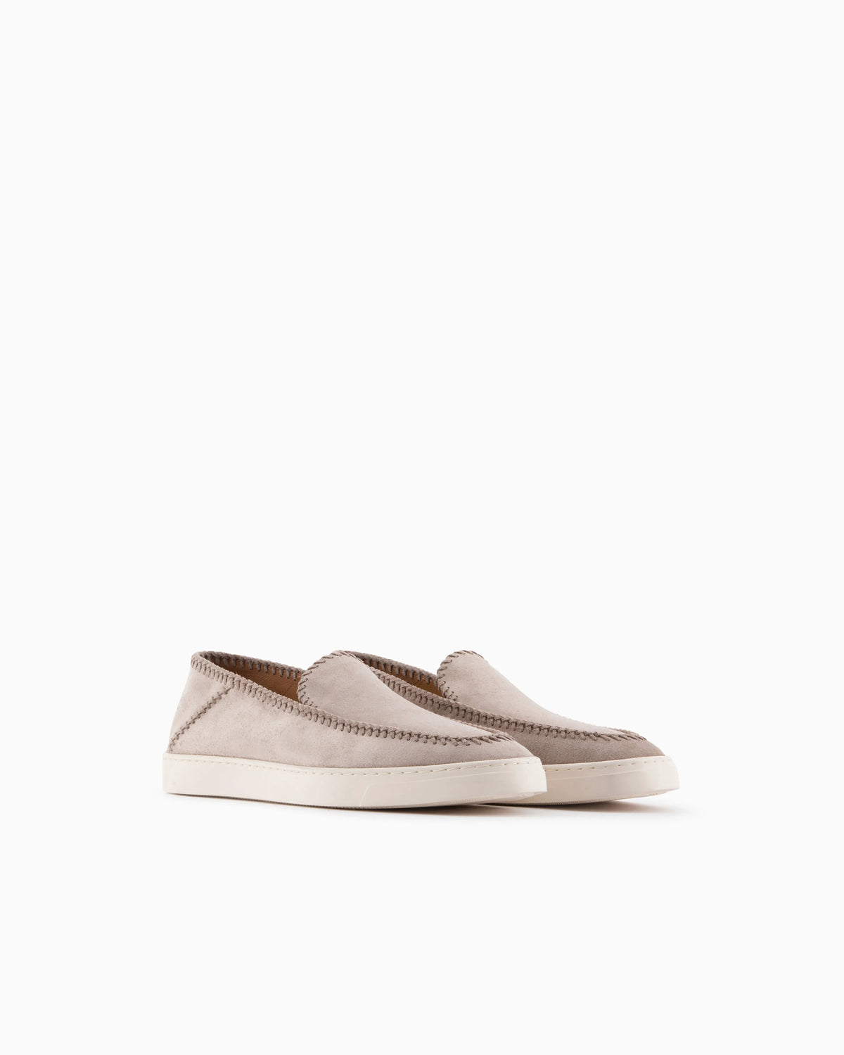 Suede slip on with threading and rubber sole