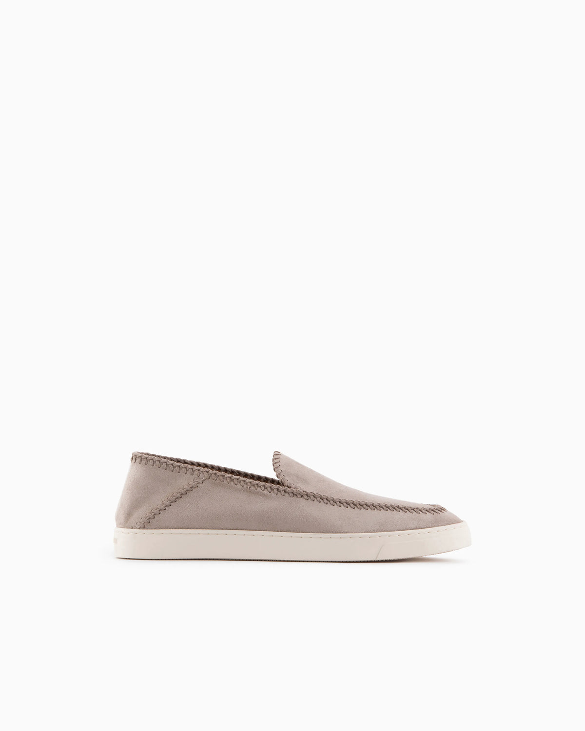 Suede slip on with threading and rubber sole