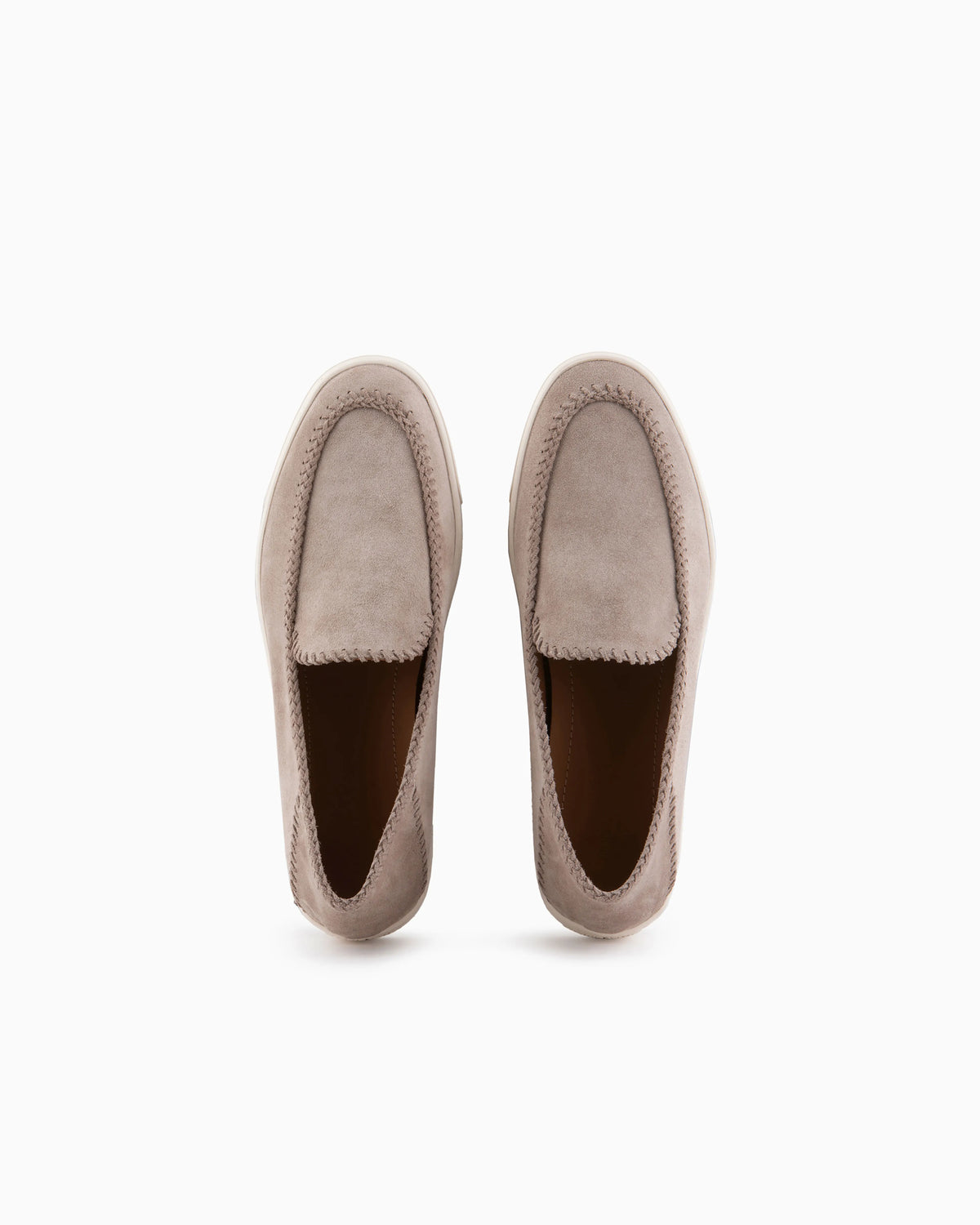 Suede slip on with threading and rubber sole