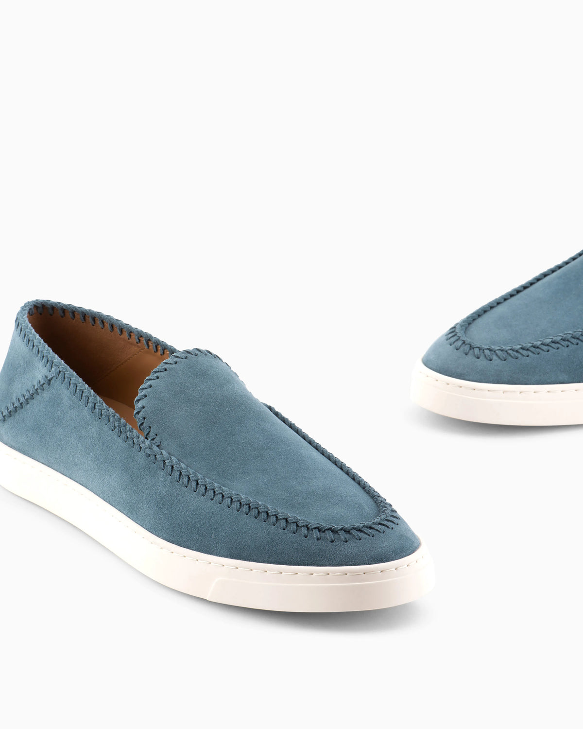 Suede slip on with threading and rubber sole