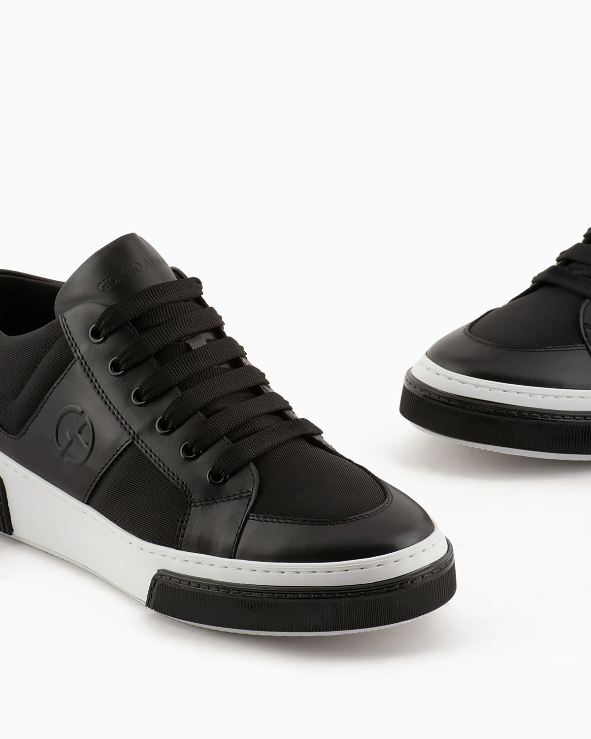 Leather and fabric sneakers