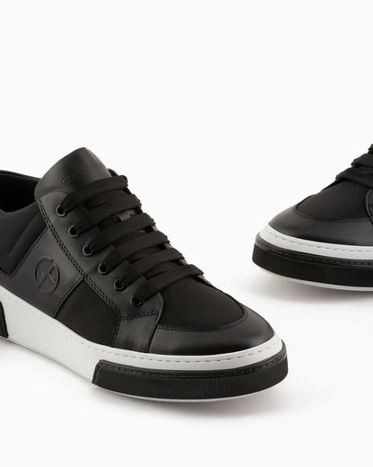 Leather and fabric sneakers