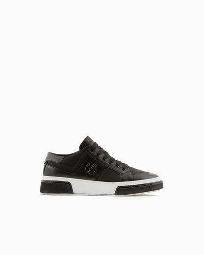 Leather and fabric sneakers