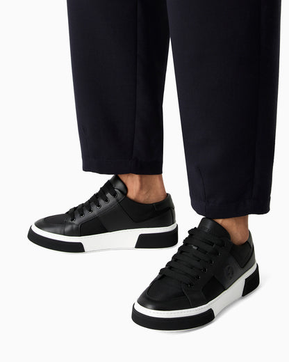 Leather and fabric sneakers