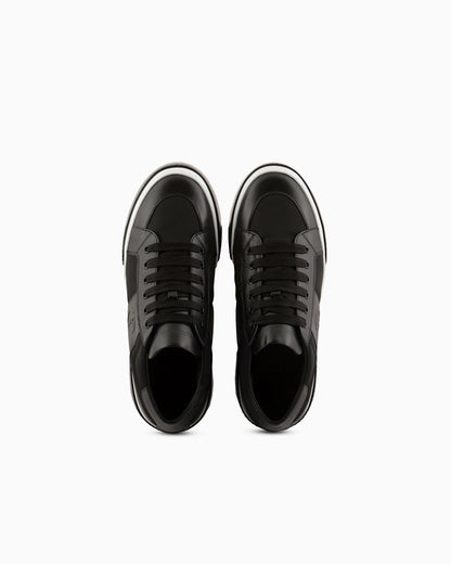 Leather and fabric sneakers