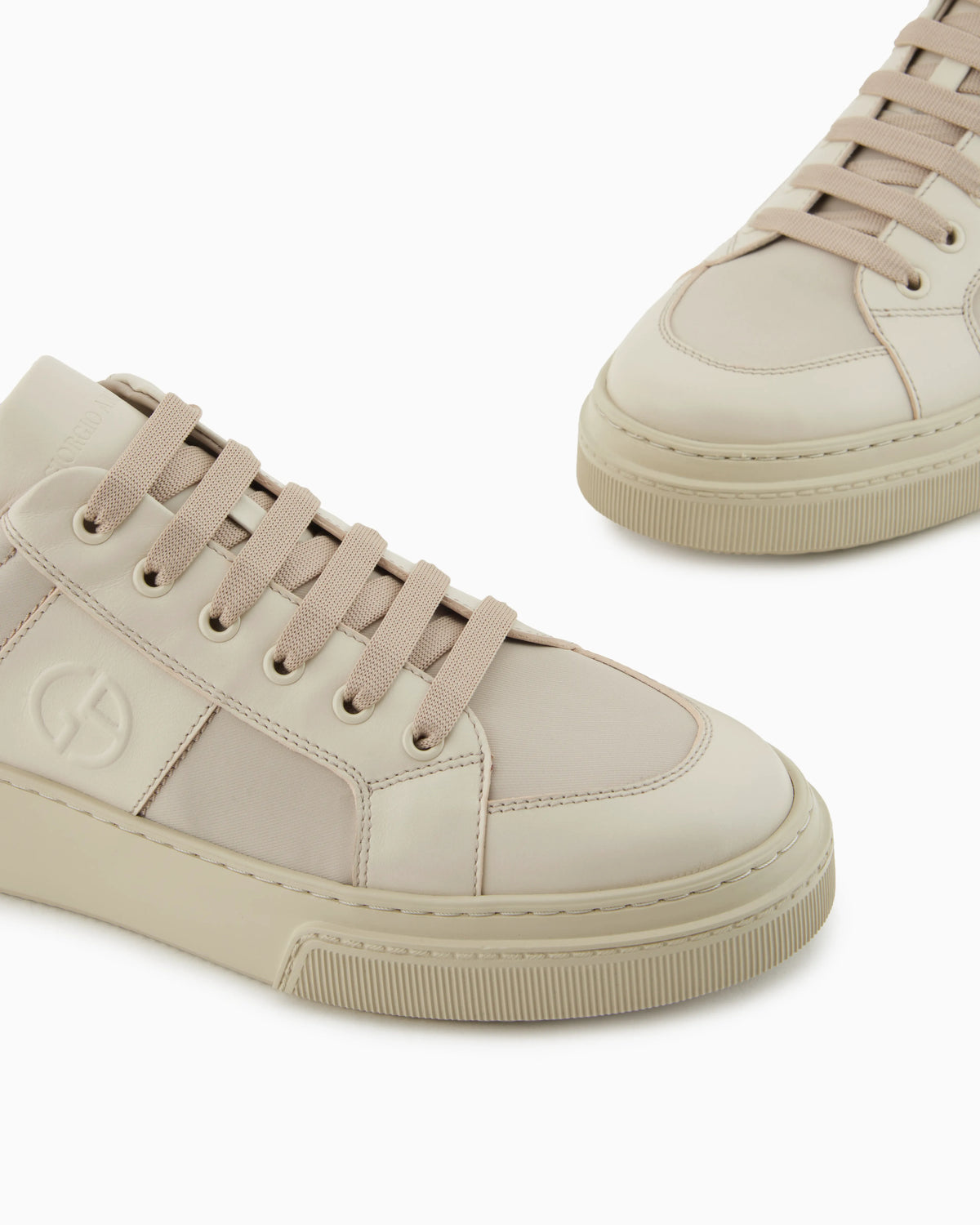 Leather and fabric sneakers