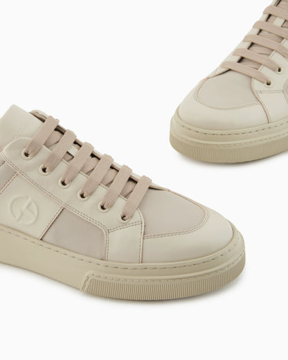 Leather and fabric sneakers