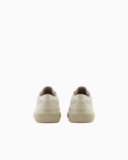 Leather and fabric sneakers