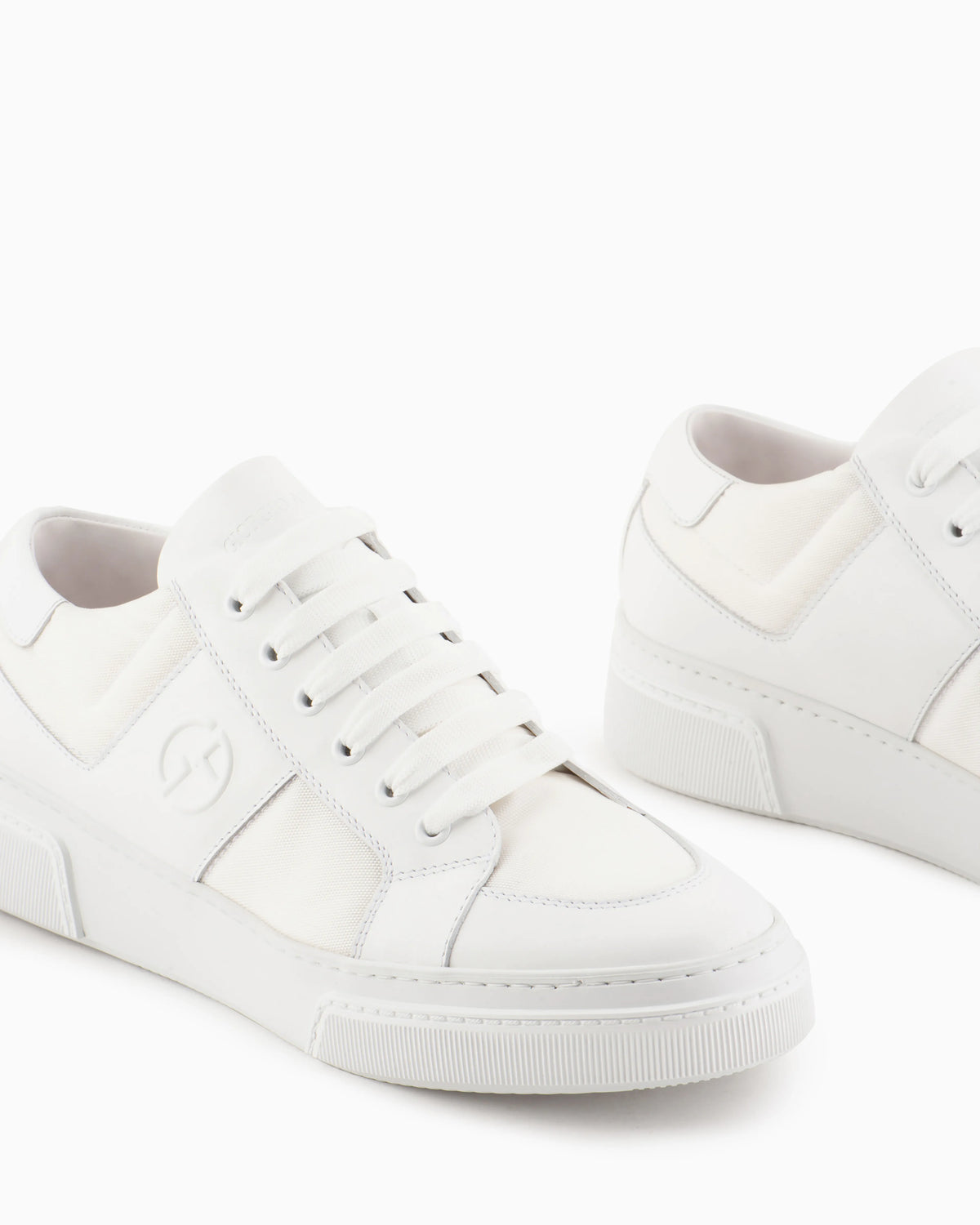 Leather and fabric sneakers