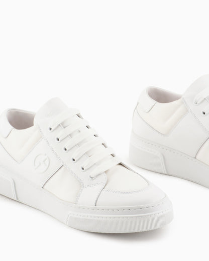 Leather and fabric sneakers
