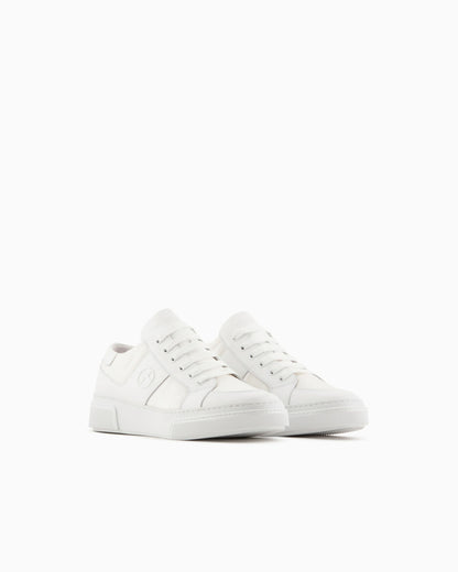 Leather and fabric sneakers