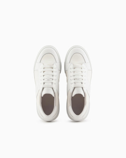 Leather and fabric sneakers