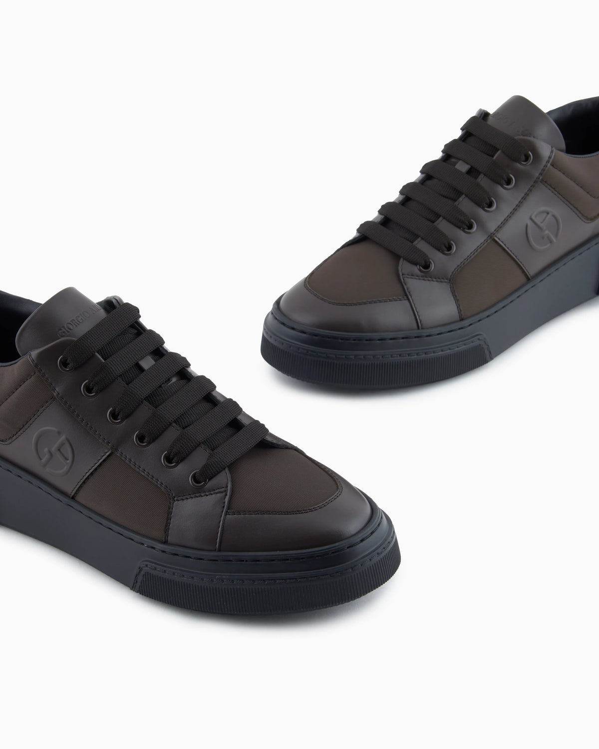Leather and fabric sneakers