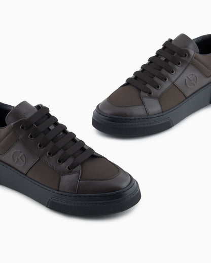 Leather and fabric sneakers