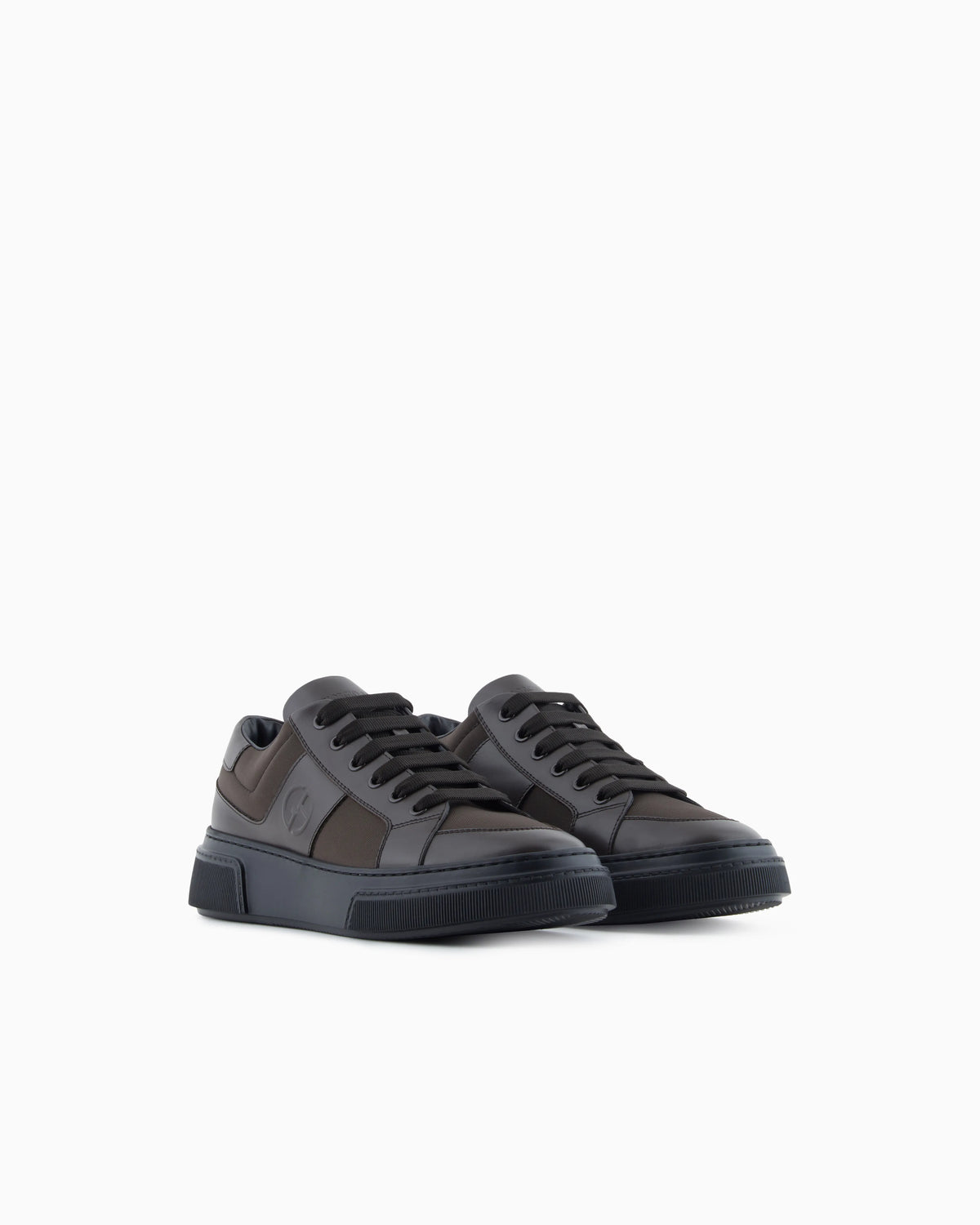 Leather and fabric sneakers