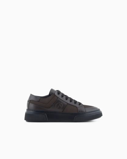 Leather and fabric sneakers