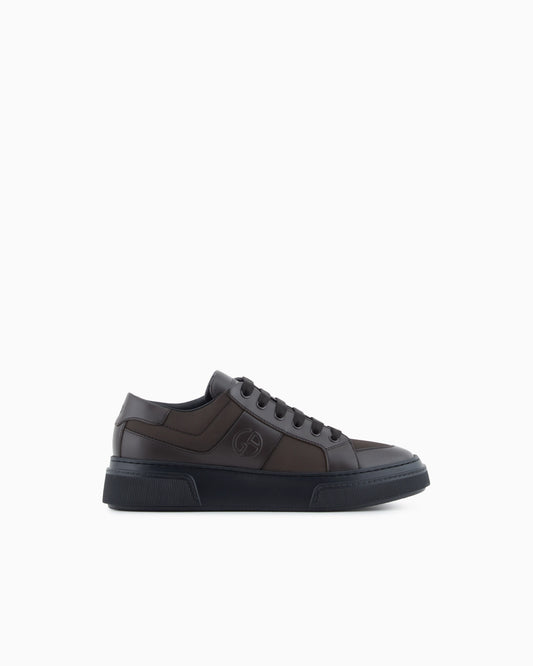 Leather and fabric sneakers