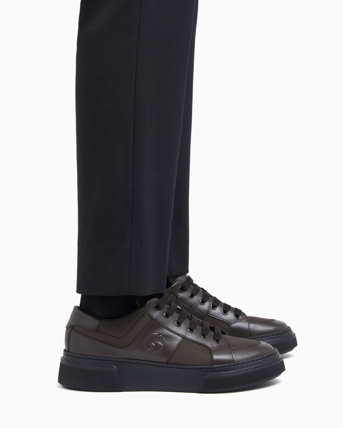 Leather and fabric sneakers