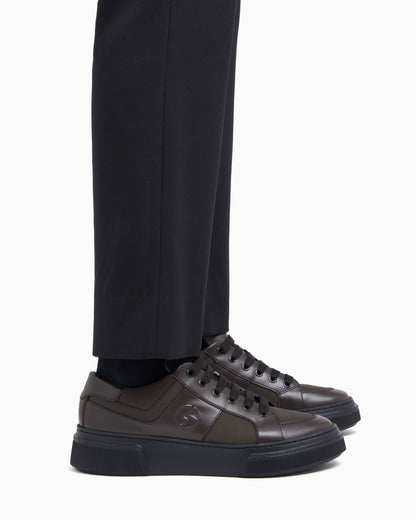 Leather and fabric sneakers