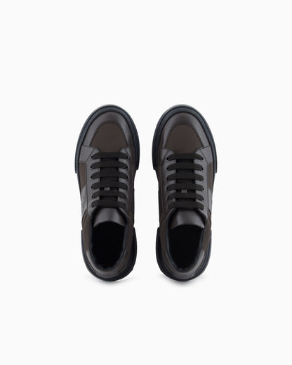 Leather and fabric sneakers