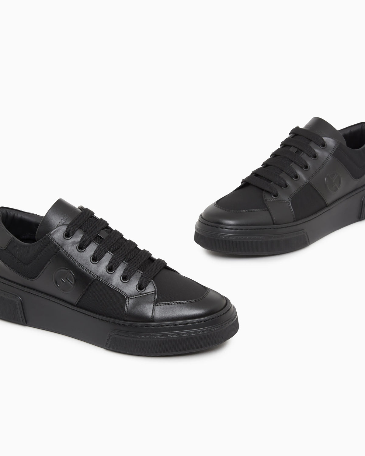 Leather and fabric sneakers