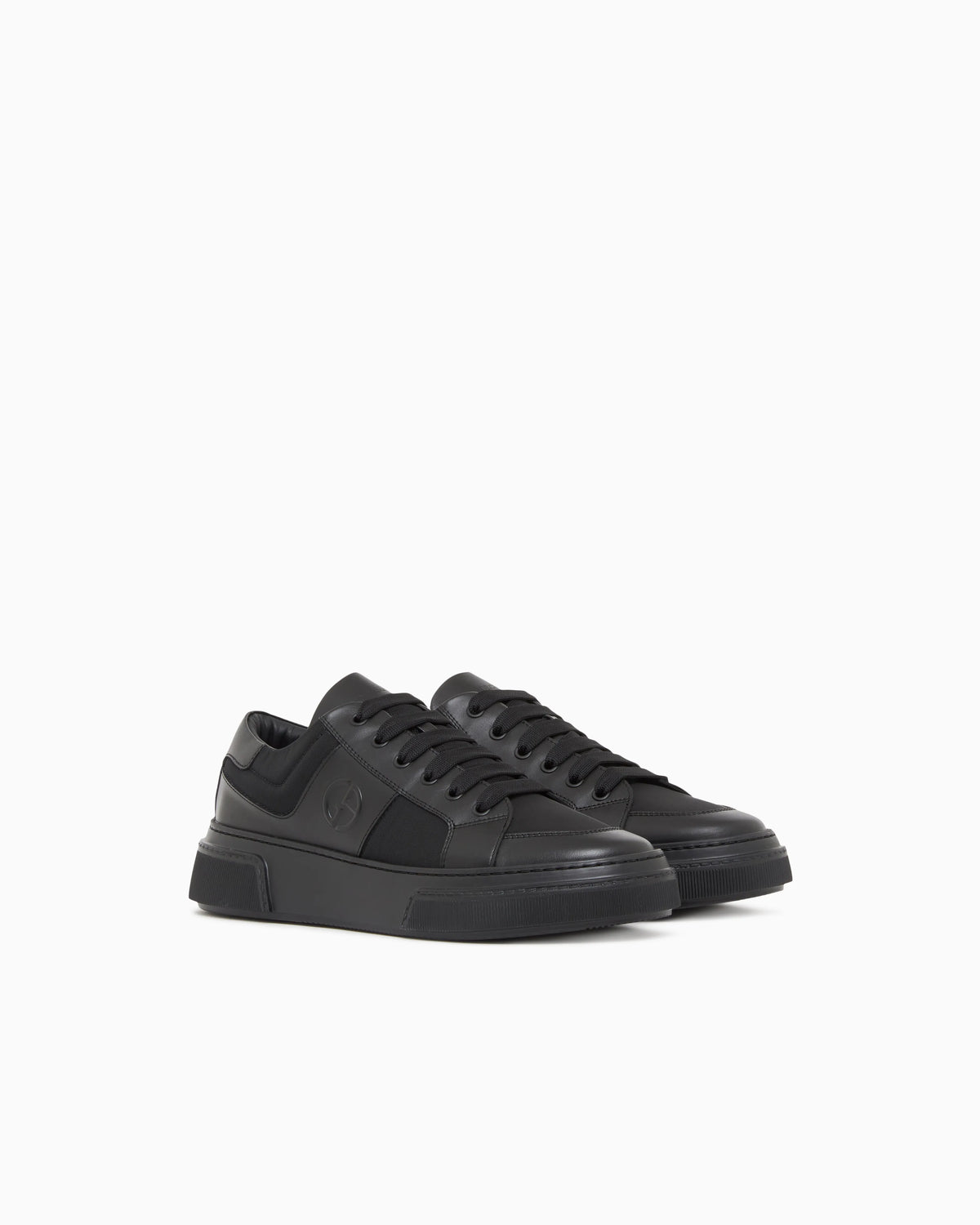 Leather and fabric sneakers