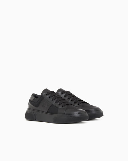 Leather and fabric sneakers