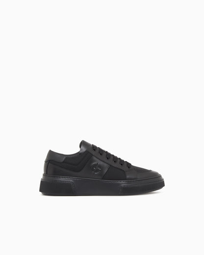 Leather and fabric sneakers