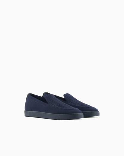 Slip footwear  in knit with jacquard chevron pattern