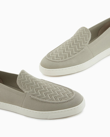 Slip footwear  in knit with jacquard chevron pattern