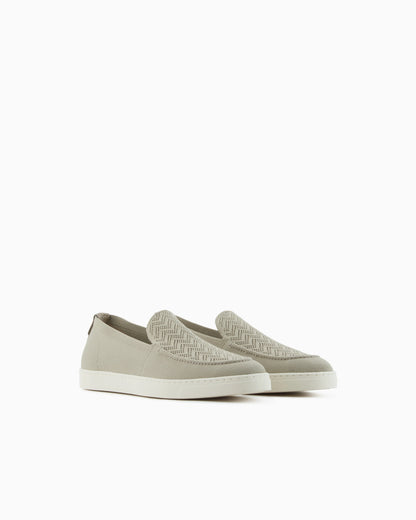 Slip footwear  in knit with jacquard chevron pattern