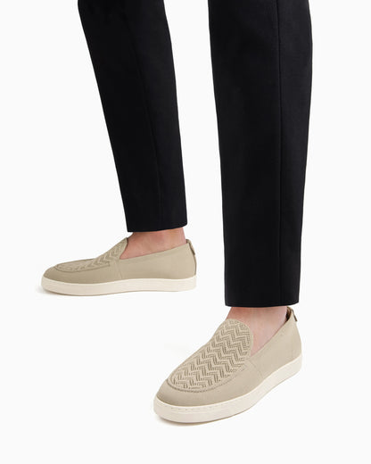 Slip footwear  in knit with jacquard chevron pattern