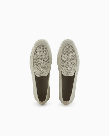 Slip footwear  in knit with jacquard chevron pattern