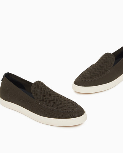 Slip footwear  in knit with jacquard chevron pattern