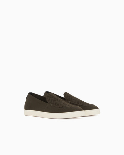 Slip footwear  in knit with jacquard chevron pattern