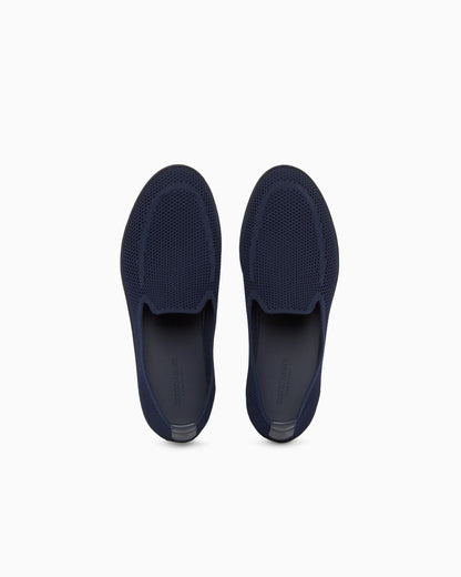 Breathable mesh slip-on sneaker with leather inserts