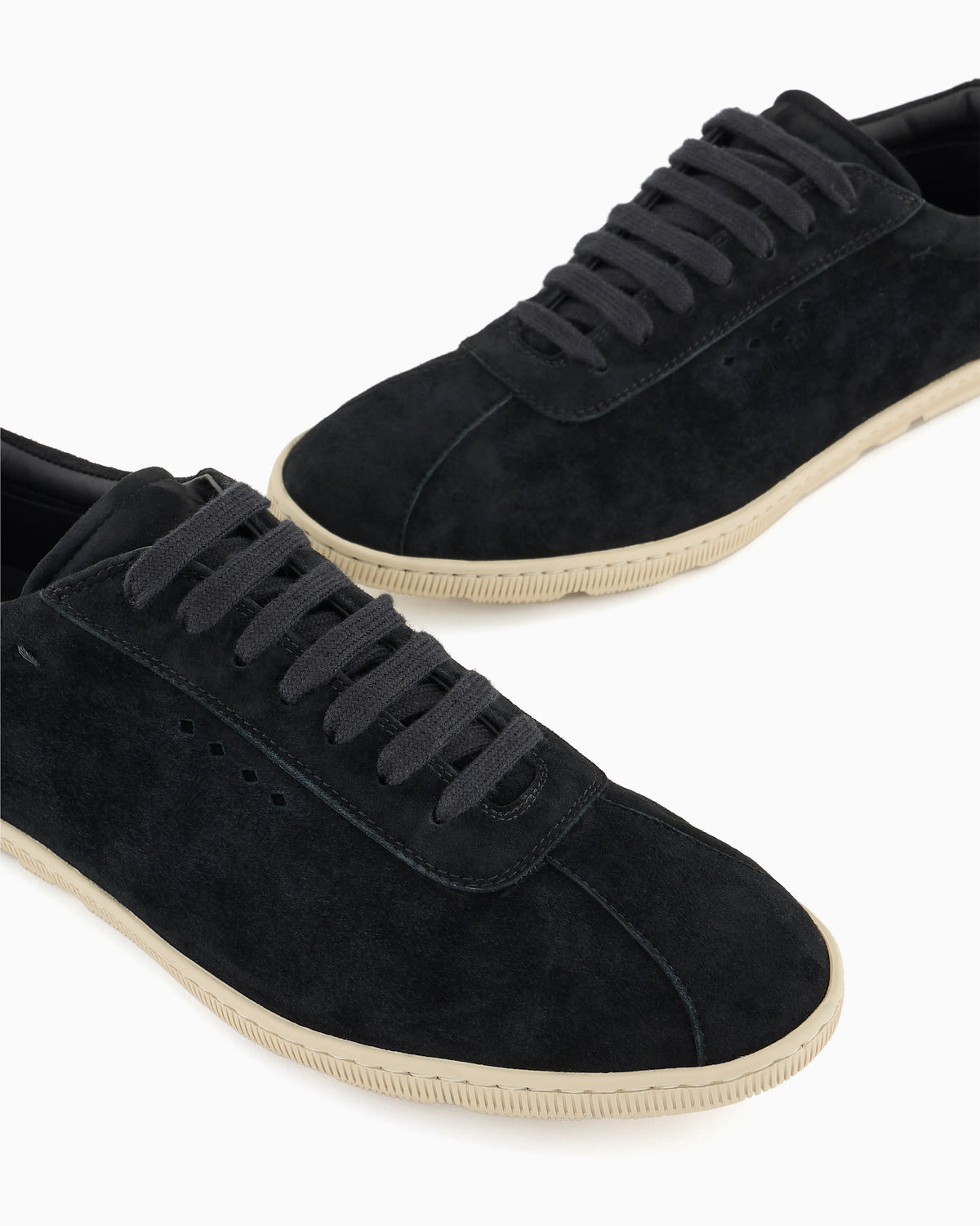 Low-top suede lace-up sneakers with rubber sole