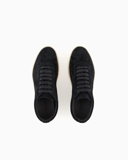 Low-top suede lace-up sneakers with rubber sole