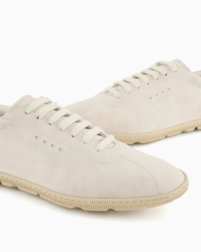 Low-top suede lace-up sneakers with rubber sole
