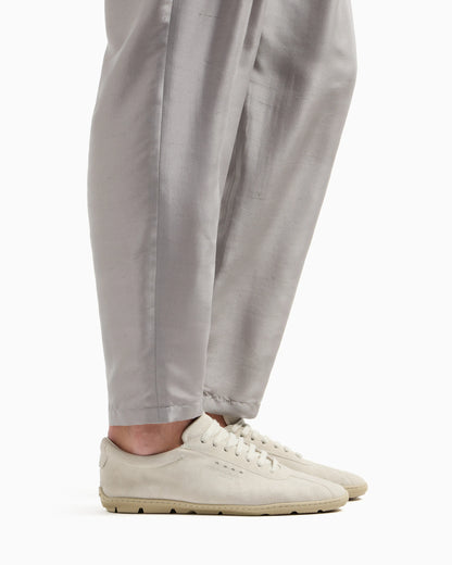 Low-top suede lace-up sneakers with rubber sole