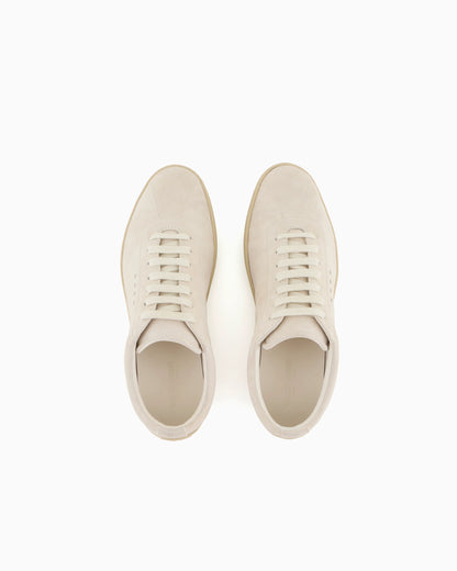 Low-top suede lace-up sneakers with rubber sole