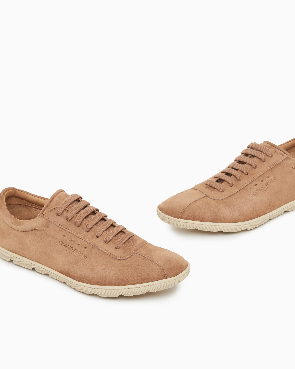 Low-top suede lace-up sneakers with rubber sole