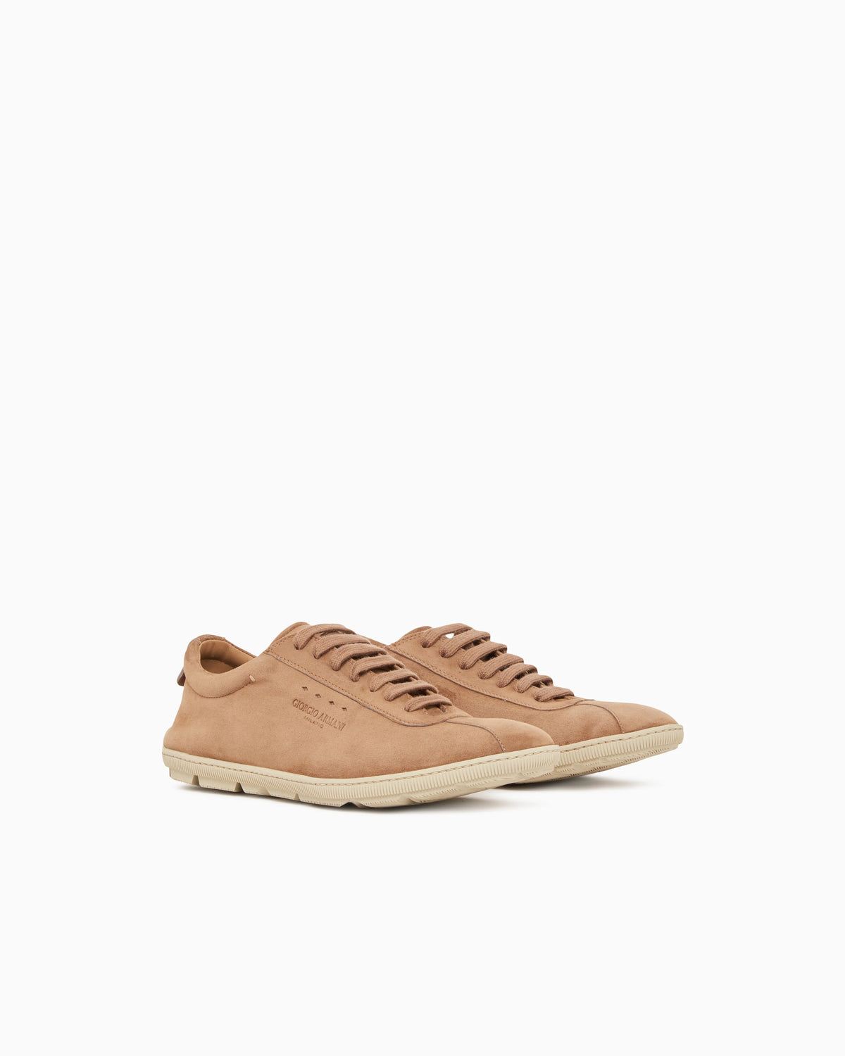 Low-top suede lace-up sneakers with rubber sole
