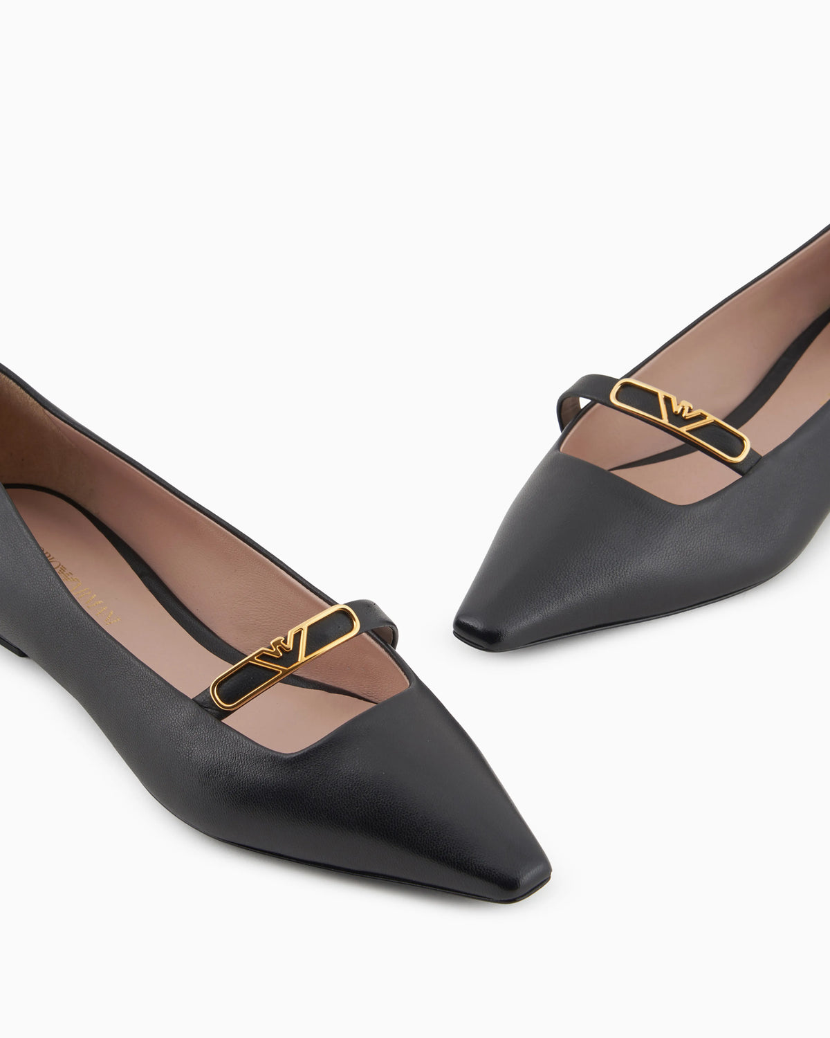 Nappa-leather pointed-toe ballerinas with eagle plate