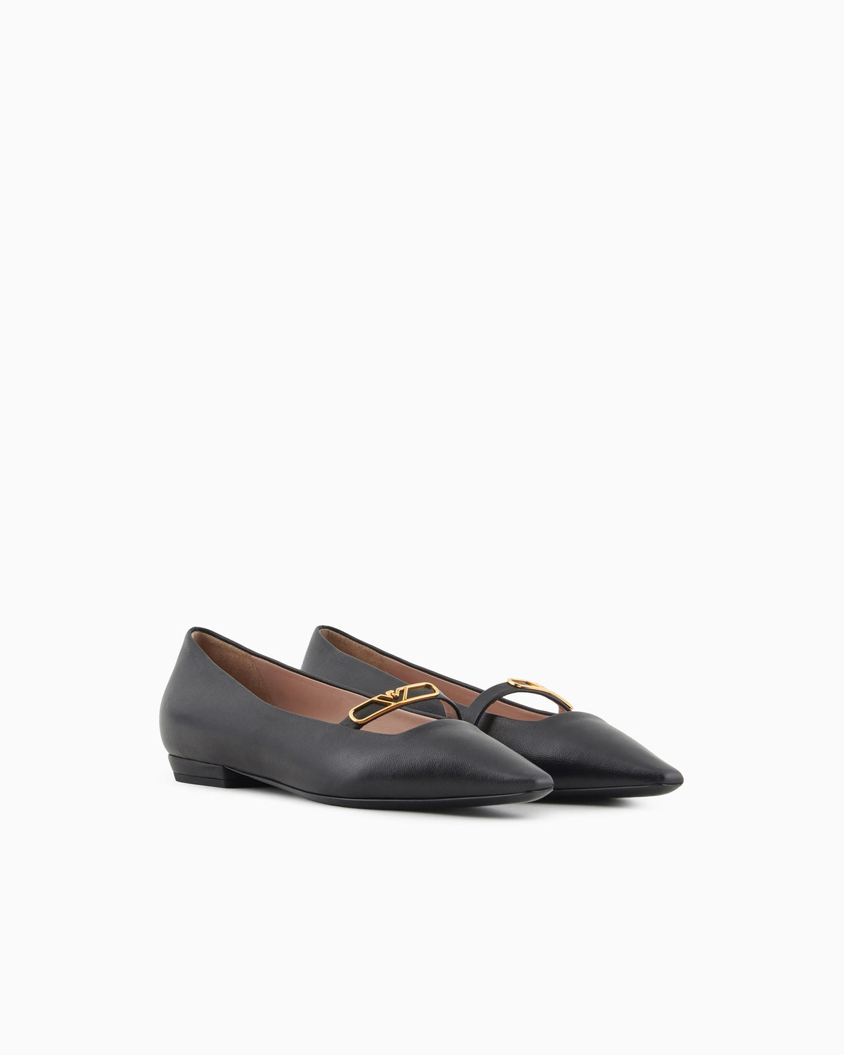 Nappa-leather pointed-toe ballerinas with eagle plate