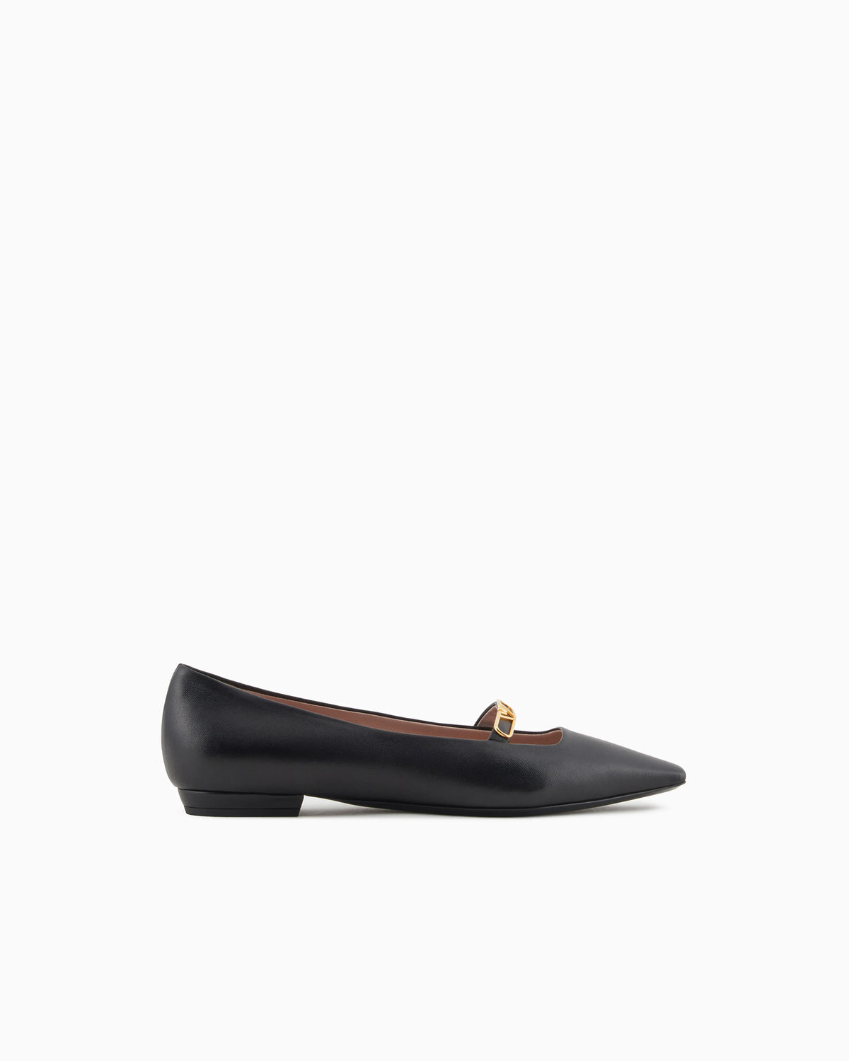 Nappa-leather pointed-toe ballerinas with eagle plate